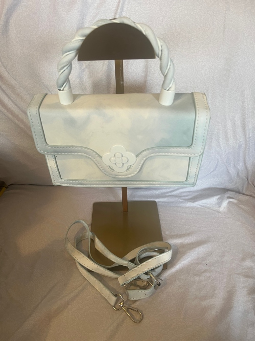 White and Blue Cloud Women's Top-Handle Satchel Bag New Without Tags